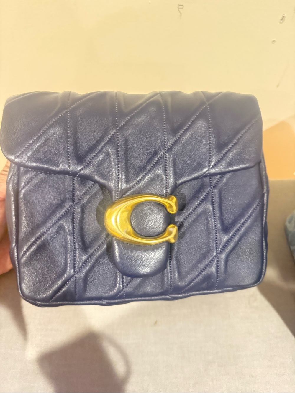 Coach Times Square Tabby Navy Quilted Leather Crossbody with Gold 'C' Clasp